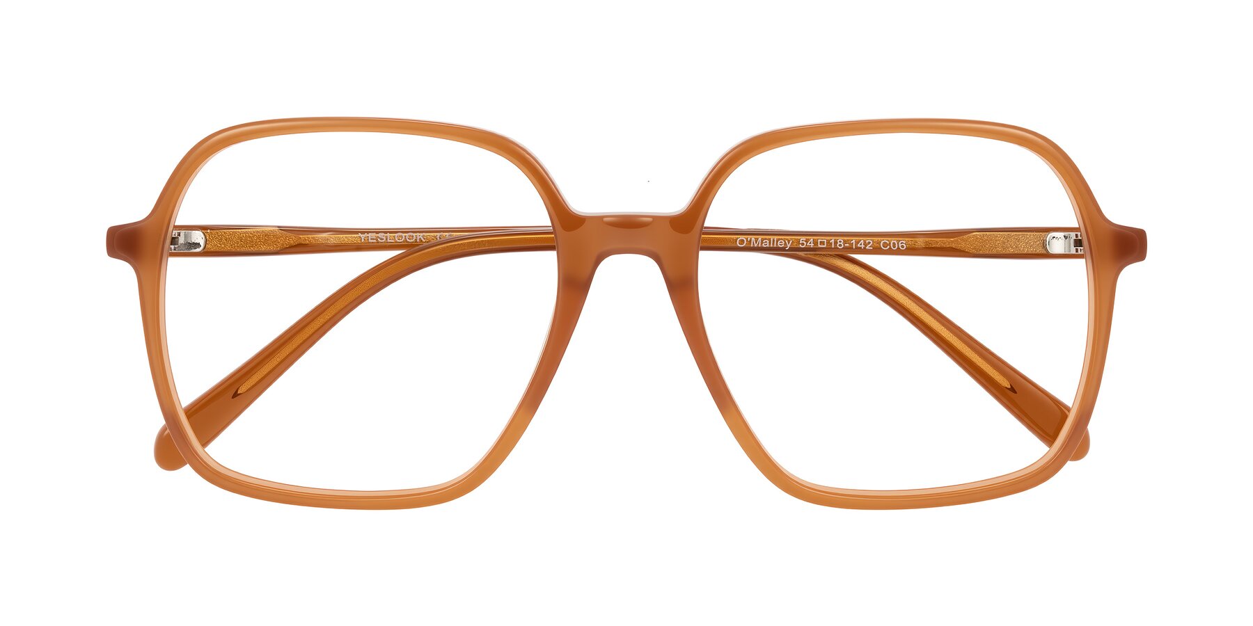 Folded Front of O'malley in Caramel with Clear Eyeglass Lenses