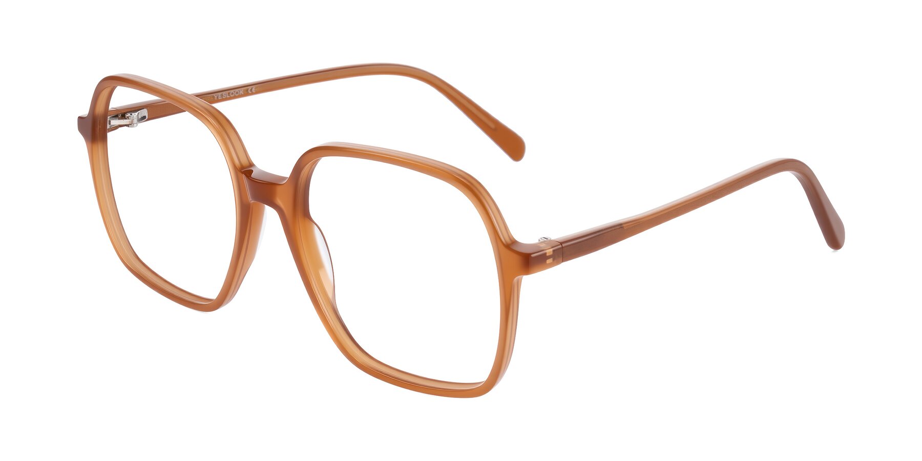 Angle of O'malley in Caramel with Clear Eyeglass Lenses