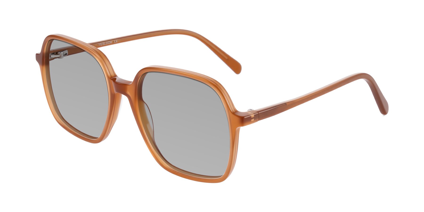 Angle of O'malley in Caramel with Light Gray Tinted Lenses