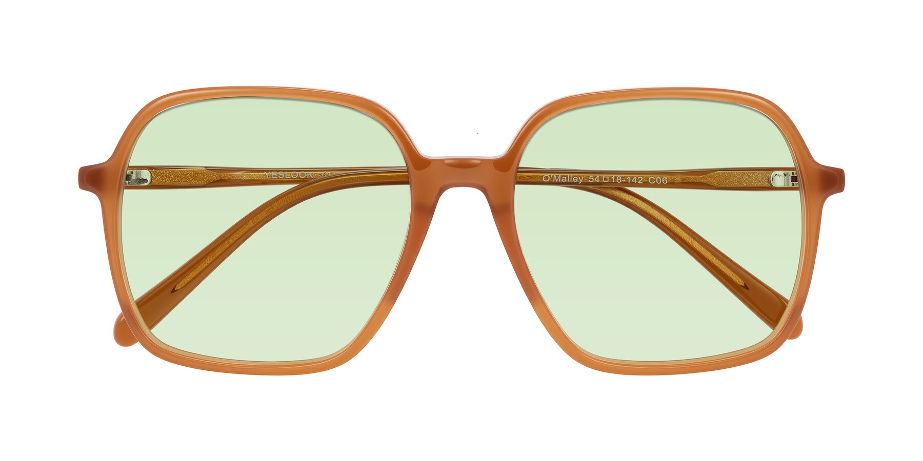 Folded Front of O'malley in Caramel with Light Green Tinted Lenses