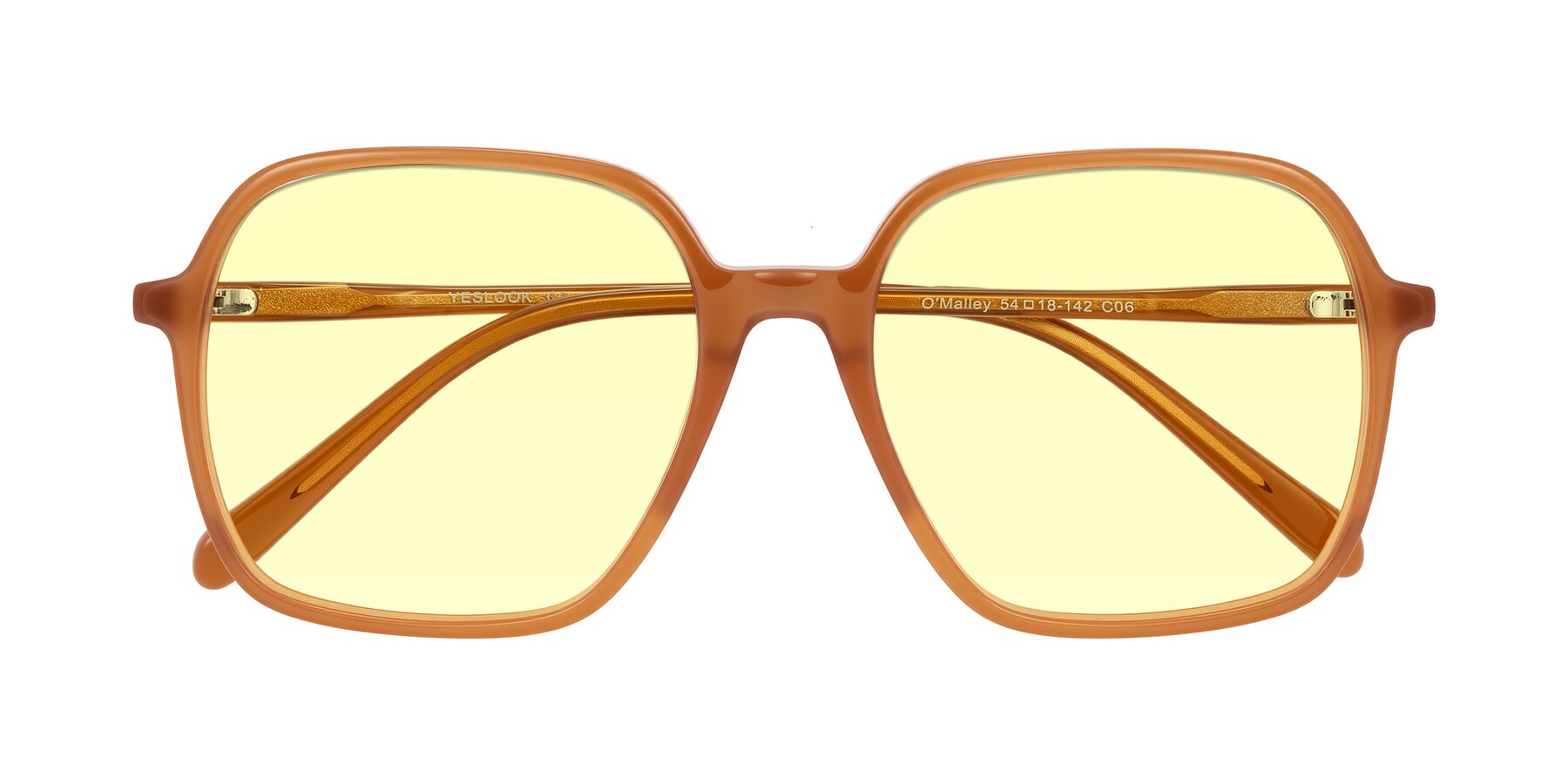 Folded Front of O'malley in Caramel with Light Yellow Tinted Lenses