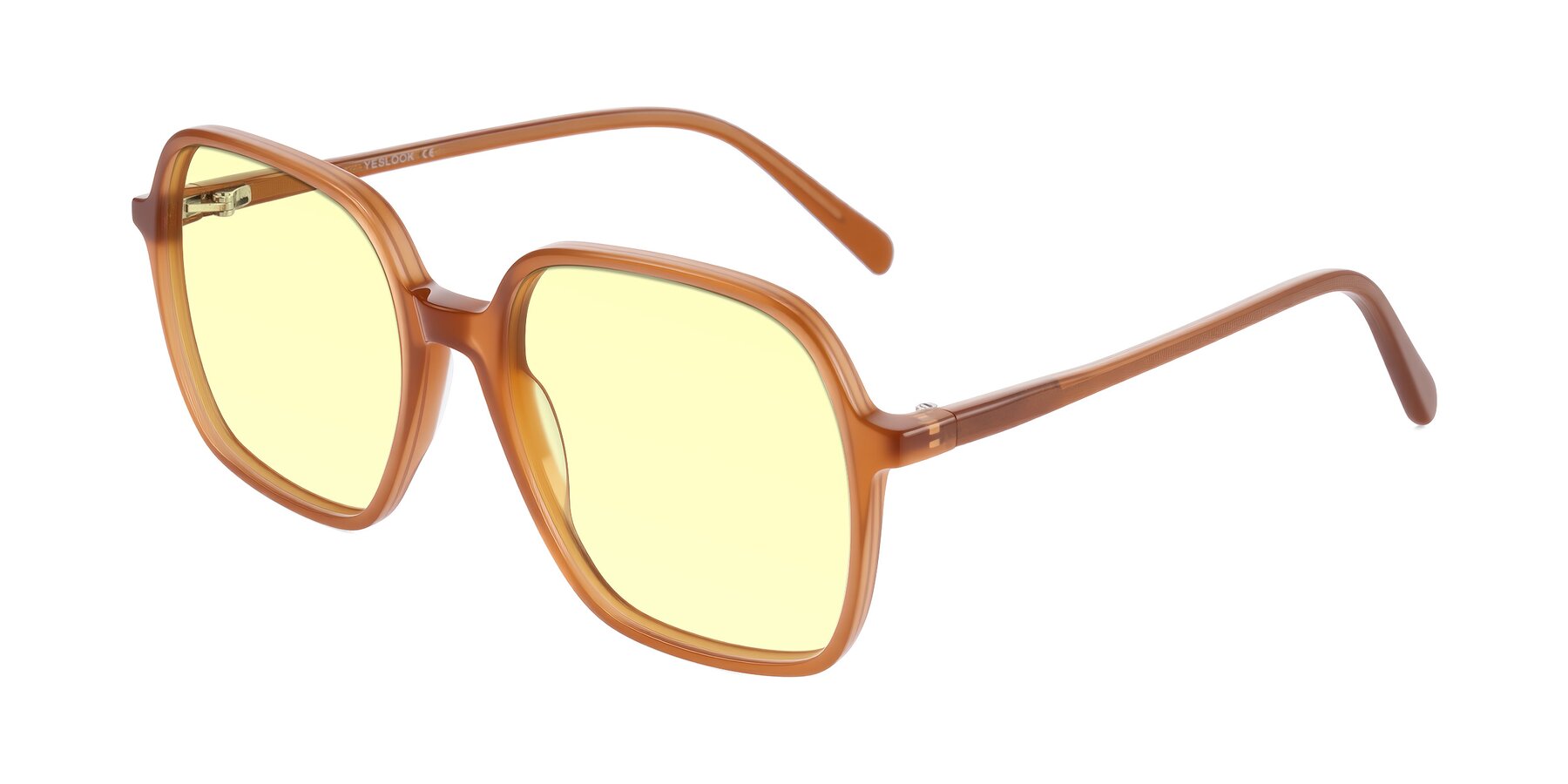 Angle of O'malley in Caramel with Light Yellow Tinted Lenses
