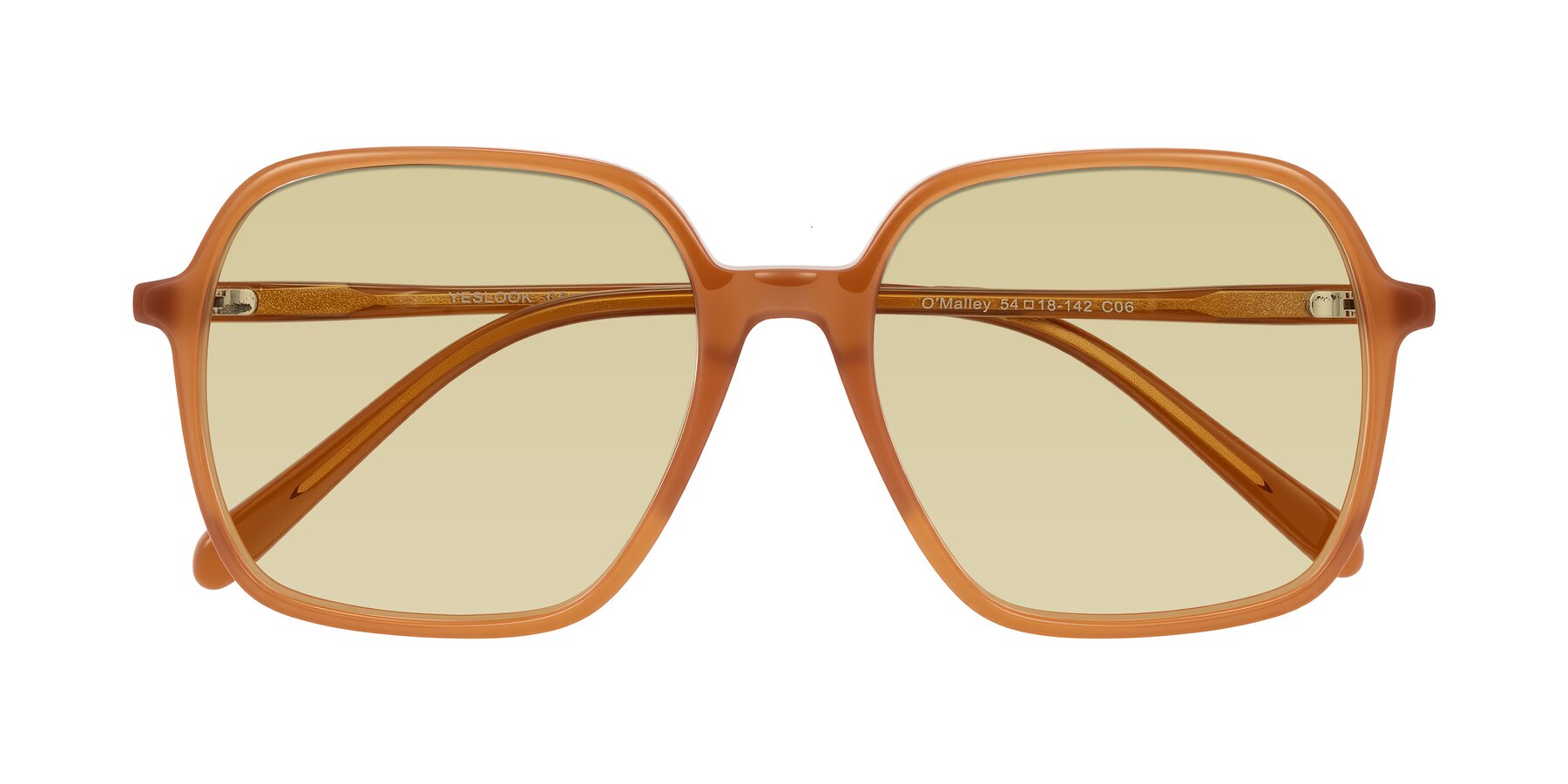 Folded Front of O'malley in Caramel with Light Champagne Tinted Lenses