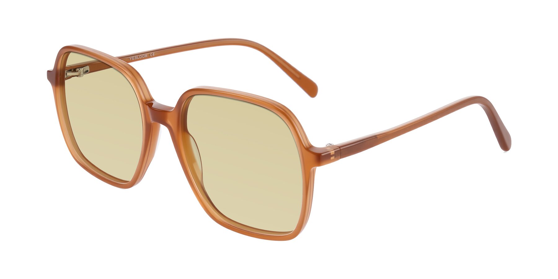 Angle of O'malley in Caramel with Light Champagne Tinted Lenses