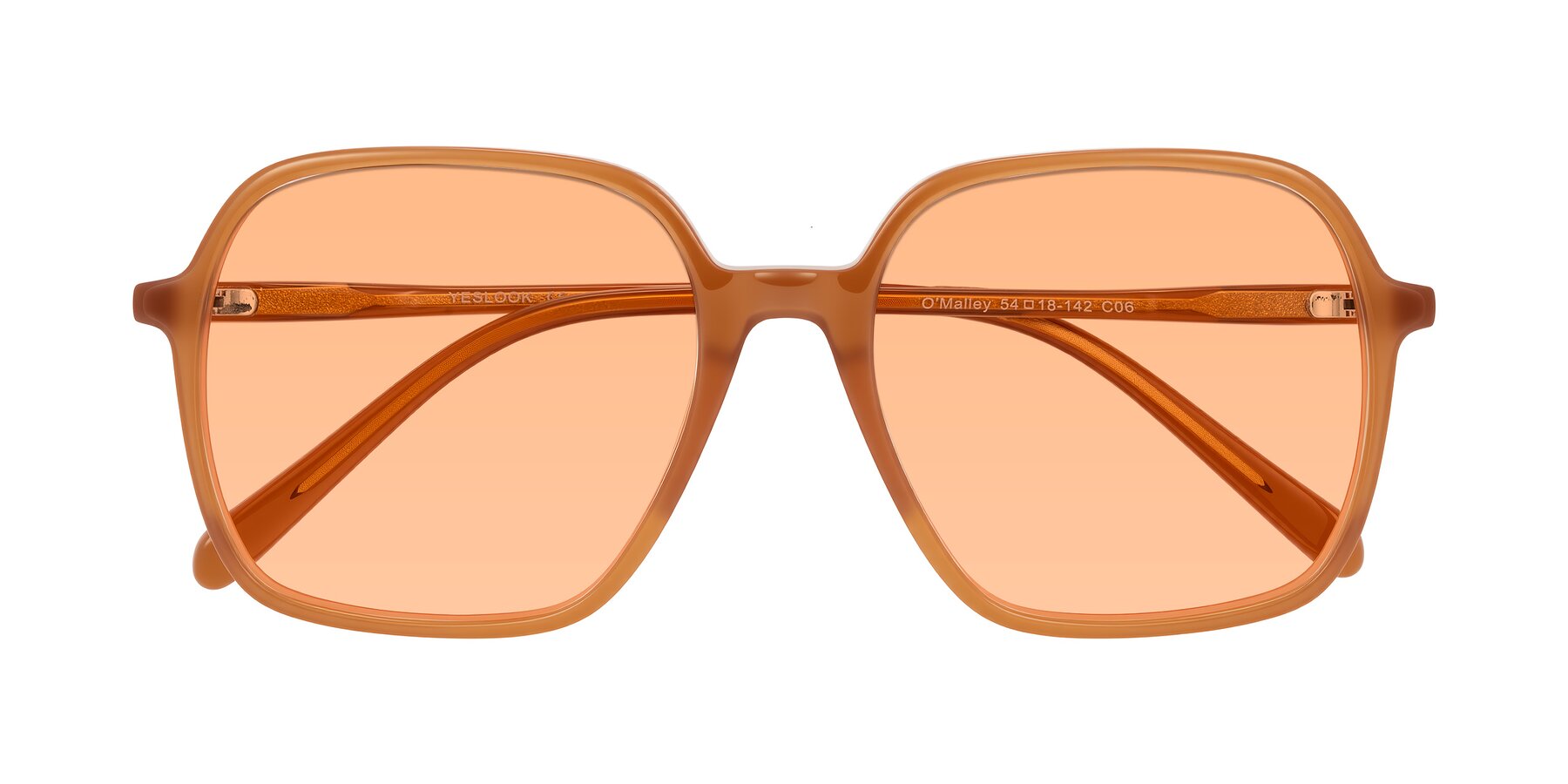 Folded Front of O'malley in Caramel with Light Orange Tinted Lenses