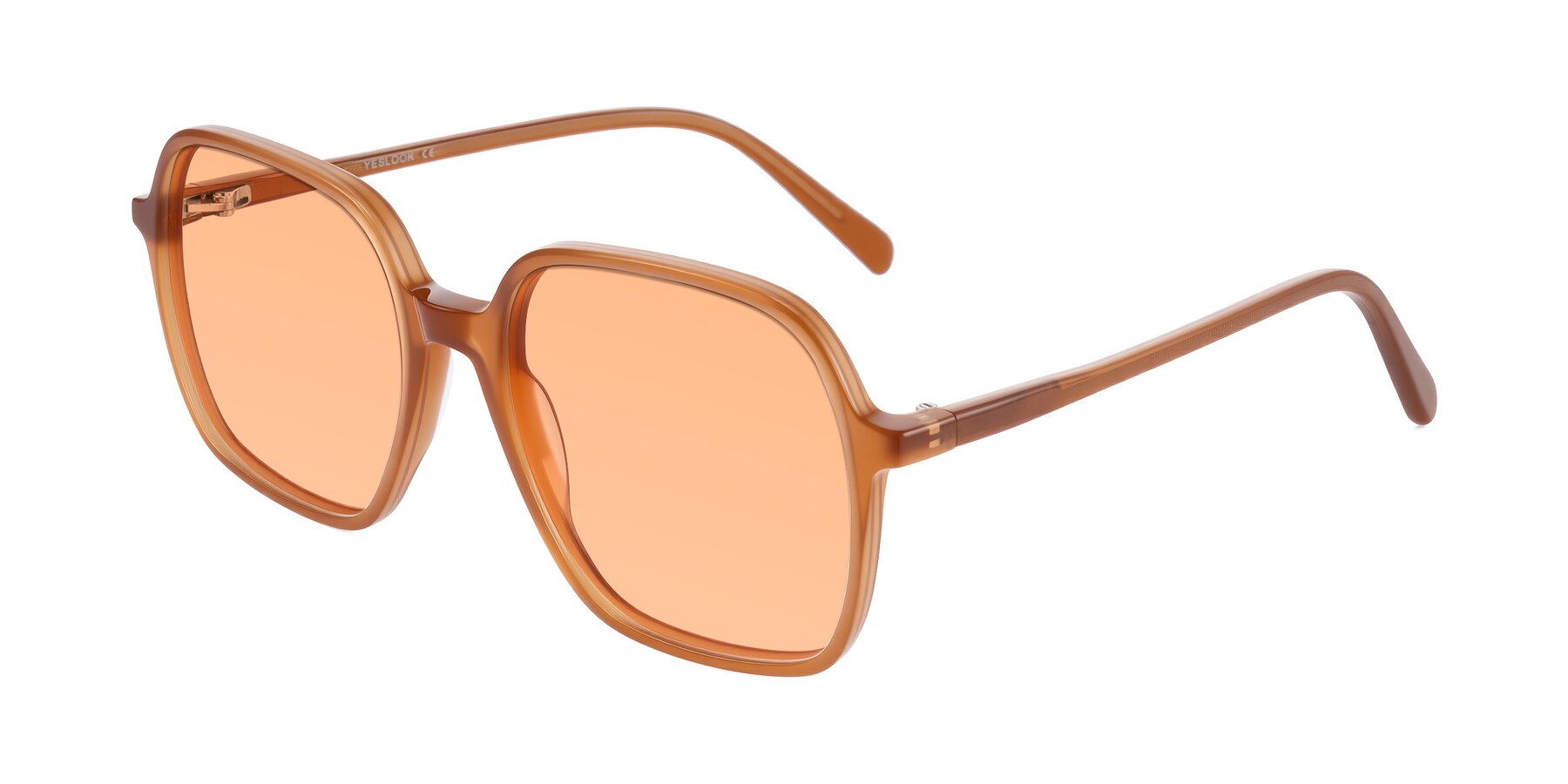 Angle of O'malley in Caramel with Light Orange Tinted Lenses