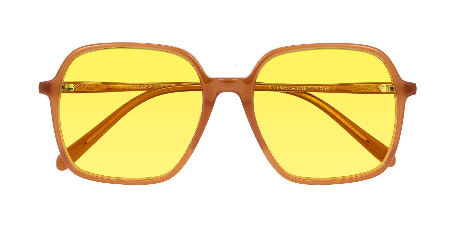 Folded Front of O'malley in Caramel with Medium Yellow Tinted Lenses