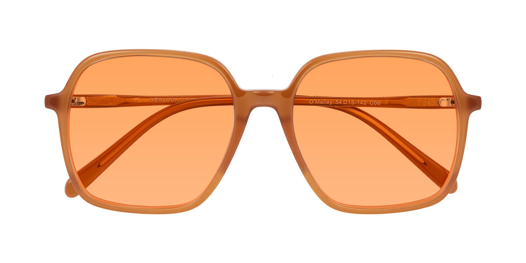 Folded Front of O'malley in Caramel with Medium Orange Tinted Lenses