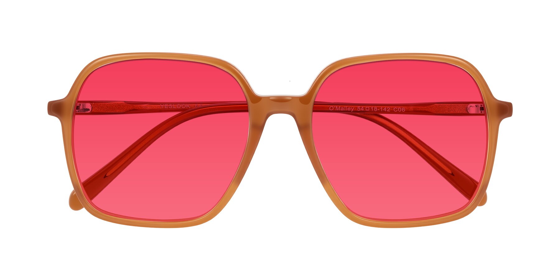 Folded Front of O'malley in Caramel with Red Tinted Lenses