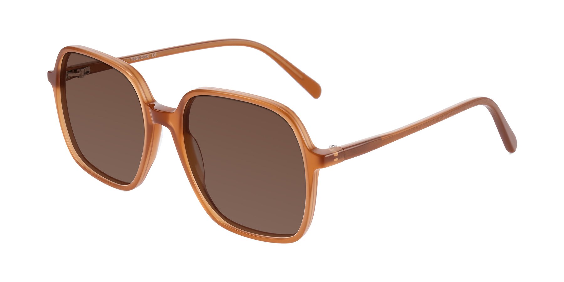 Angle of O'malley in Caramel with Brown Tinted Lenses