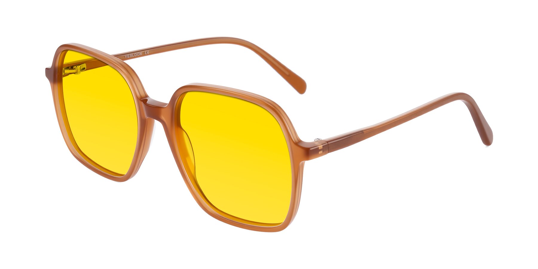 Angle of O'malley in Caramel with Yellow Tinted Lenses