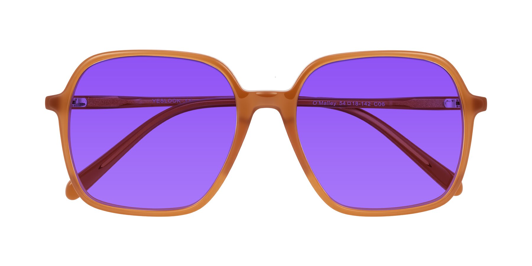 Folded Front of O'malley in Caramel with Purple Tinted Lenses