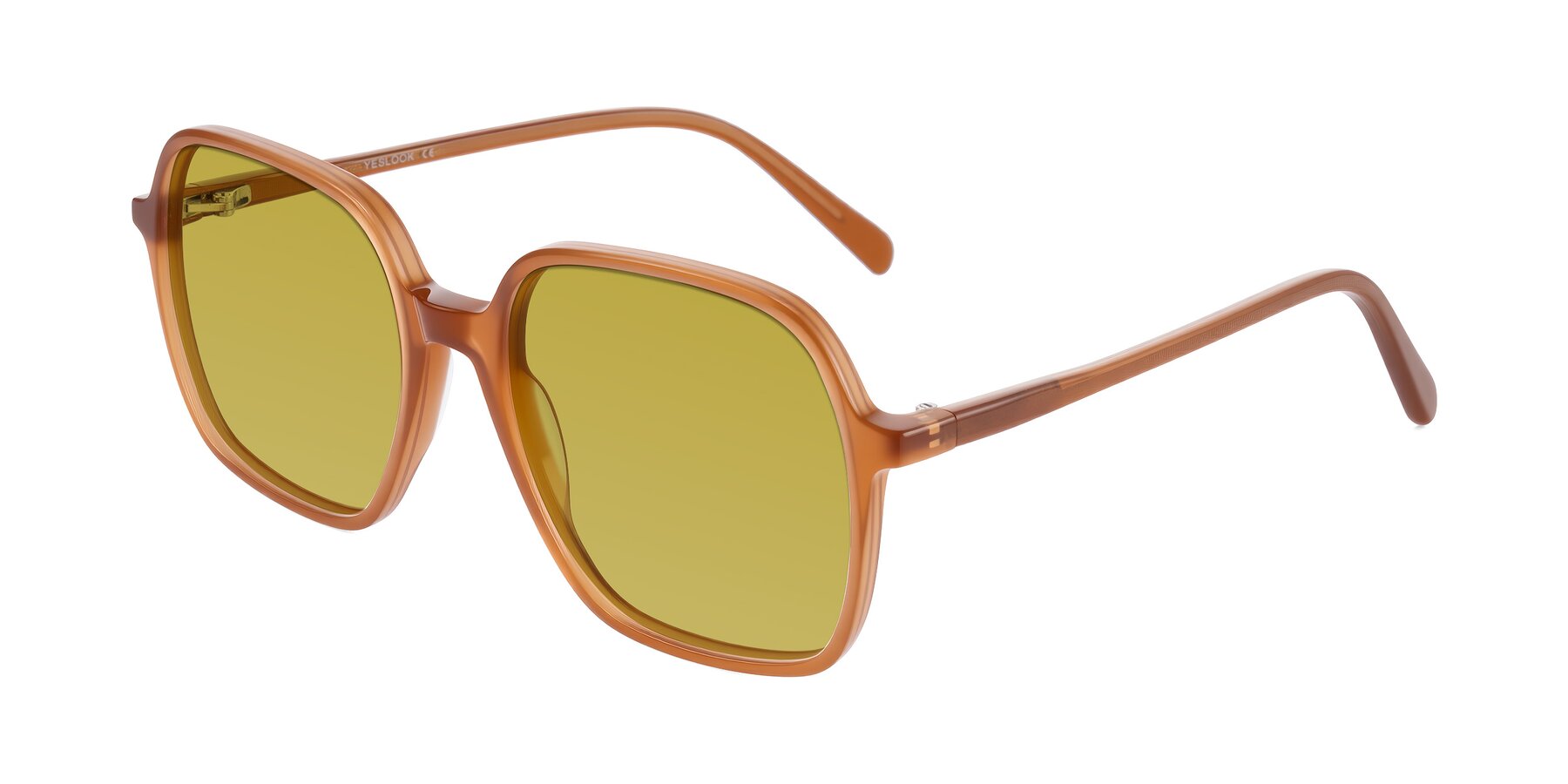Angle of O'malley in Caramel with Champagne Tinted Lenses