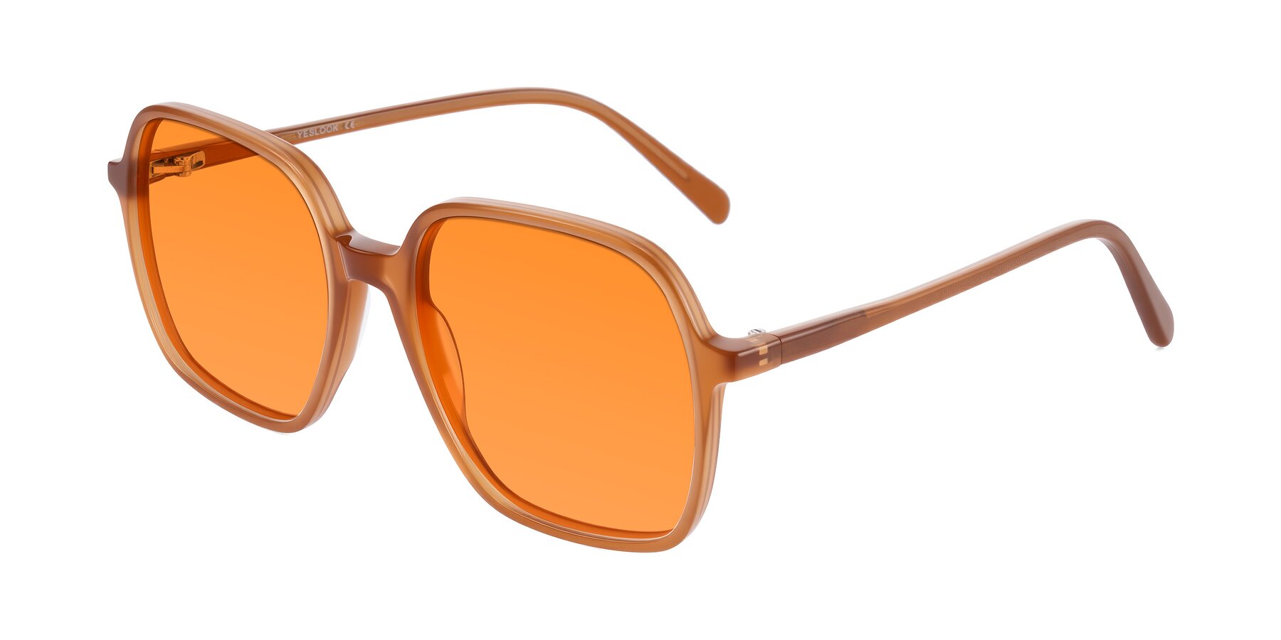 Angle of O'malley in Caramel with Orange Tinted Lenses