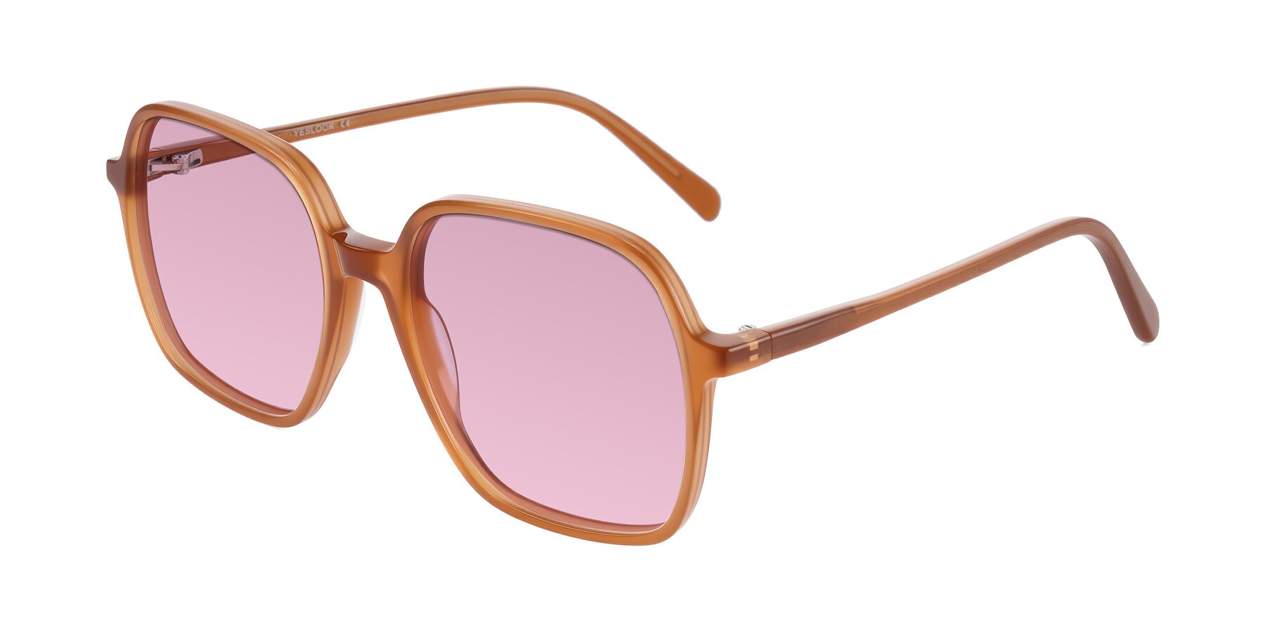 Angle of O'malley in Caramel with Light Wine Tinted Lenses
