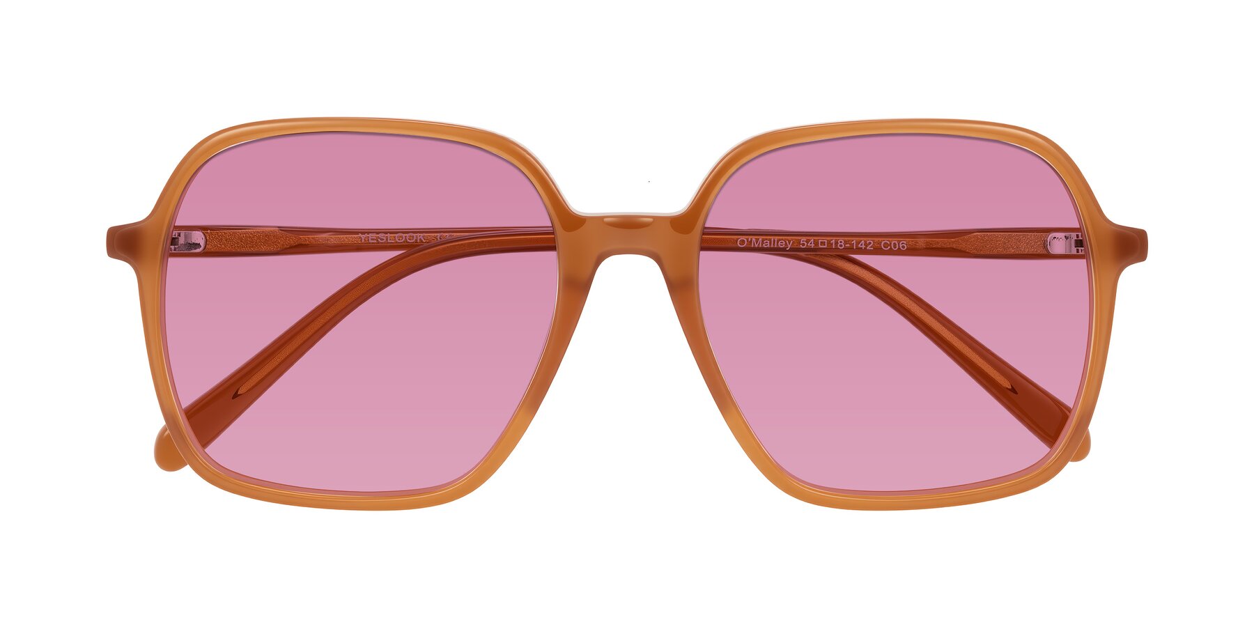 Folded Front of O'malley in Caramel with Medium Wine Tinted Lenses