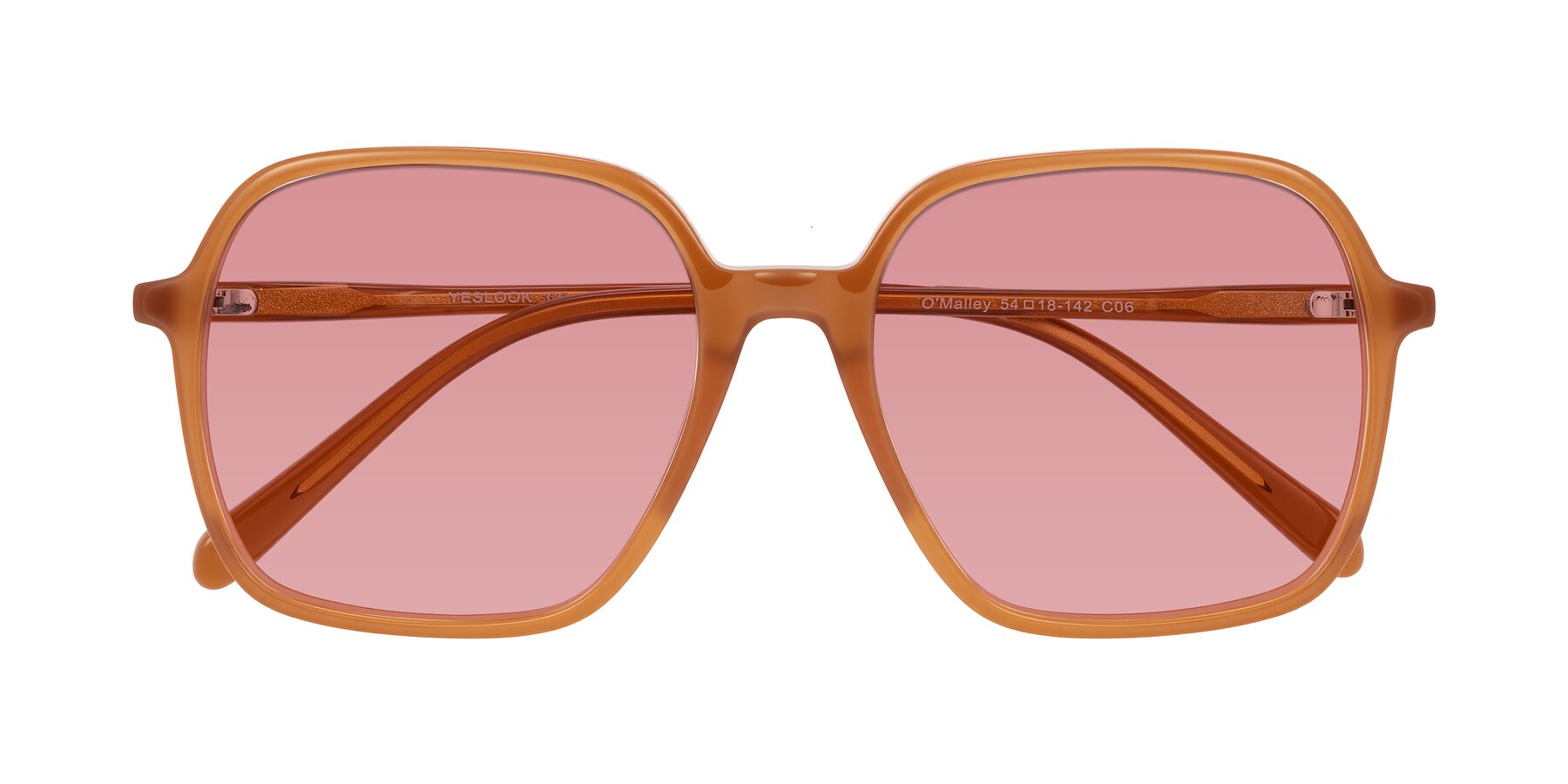 Folded Front of O'malley in Caramel with Medium Garnet Tinted Lenses