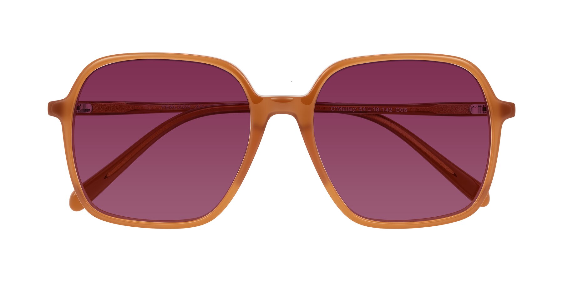 Folded Front of O'malley in Caramel with Wine Tinted Lenses