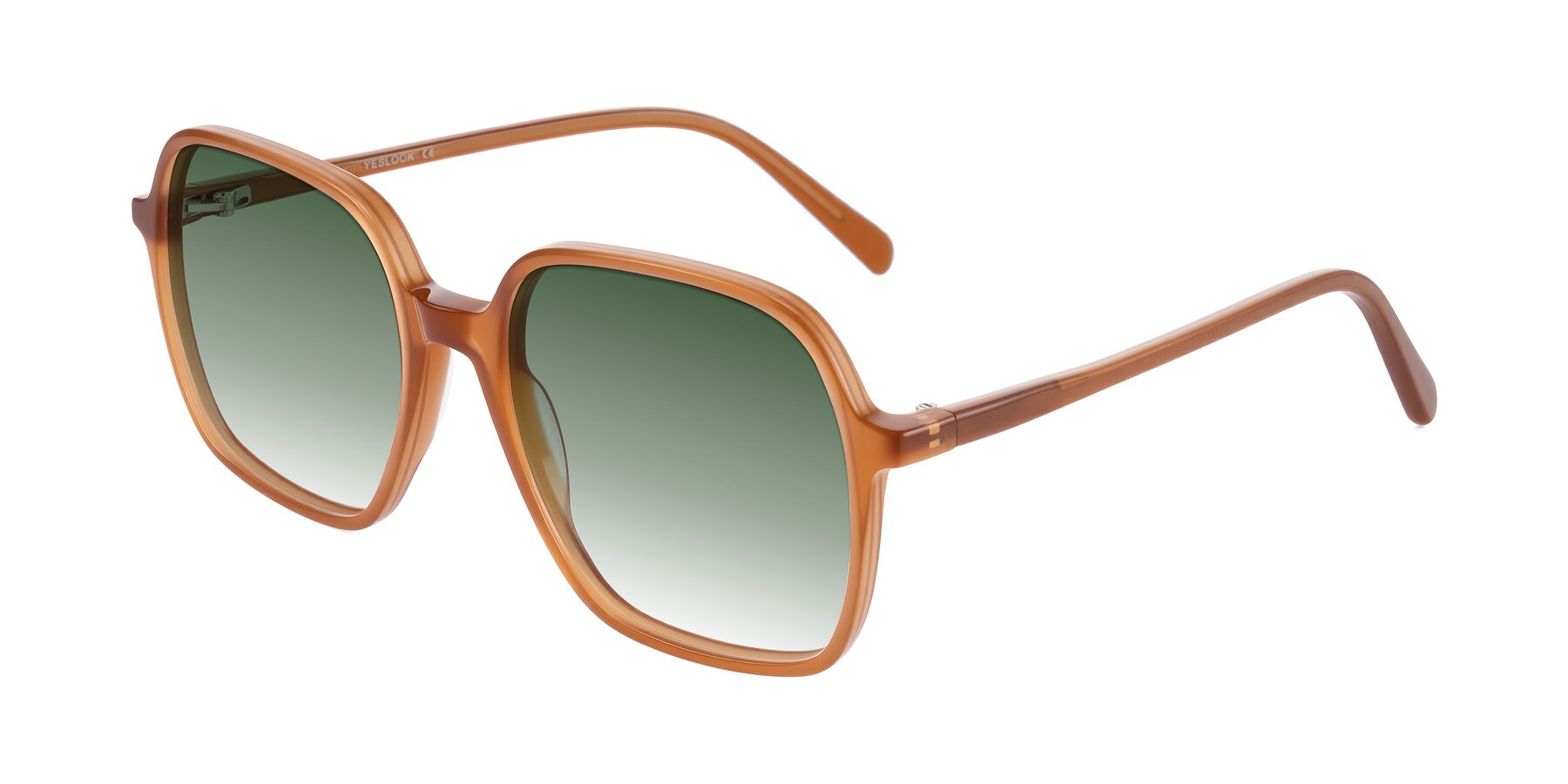 Angle of O'malley in Caramel with Green Gradient Lenses