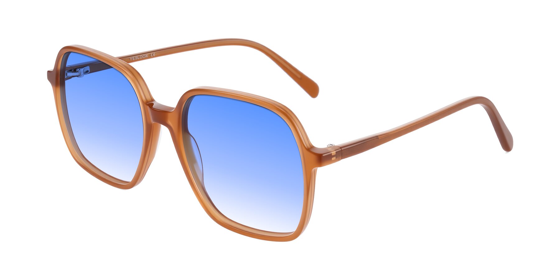 Angle of O'malley in Caramel with Blue Gradient Lenses