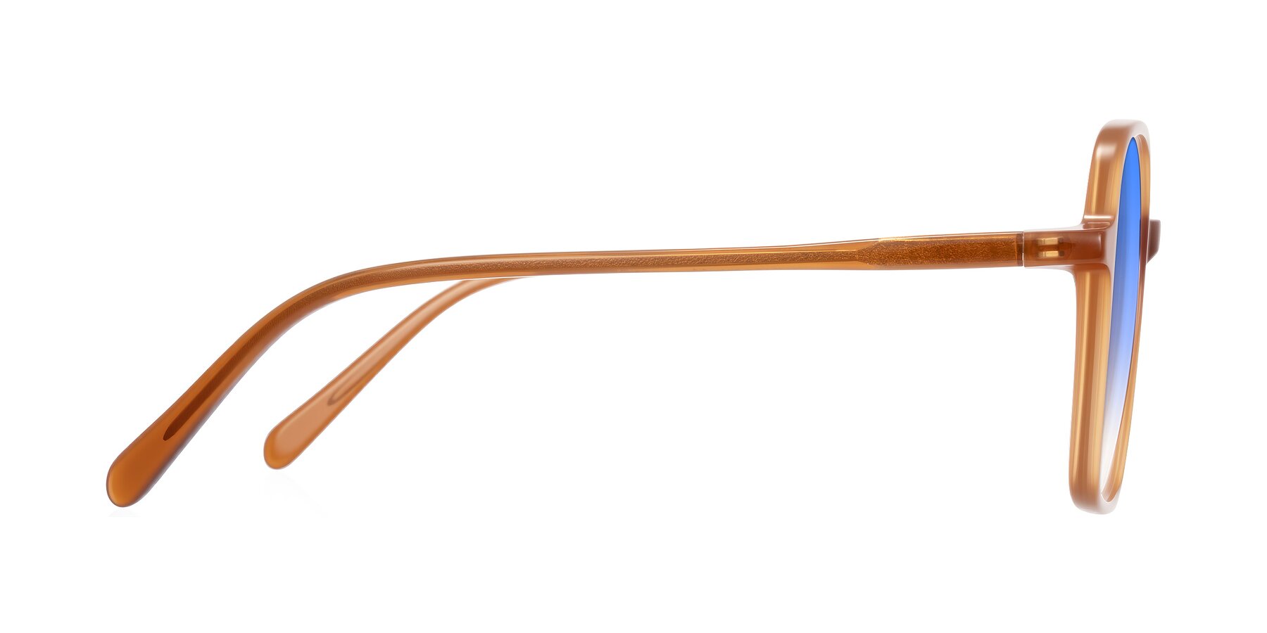 Side of O'malley in Caramel with Blue Gradient Lenses