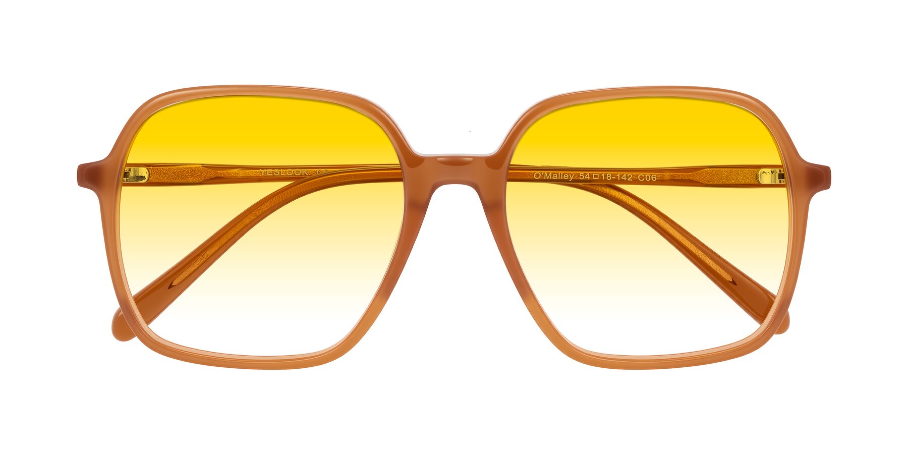 Folded Front of O'malley in Caramel with Yellow Gradient Lenses