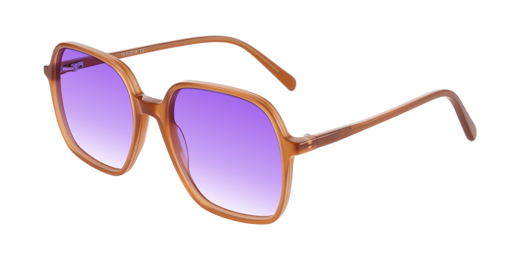 Angle of O'malley in Caramel with Purple Gradient Lenses