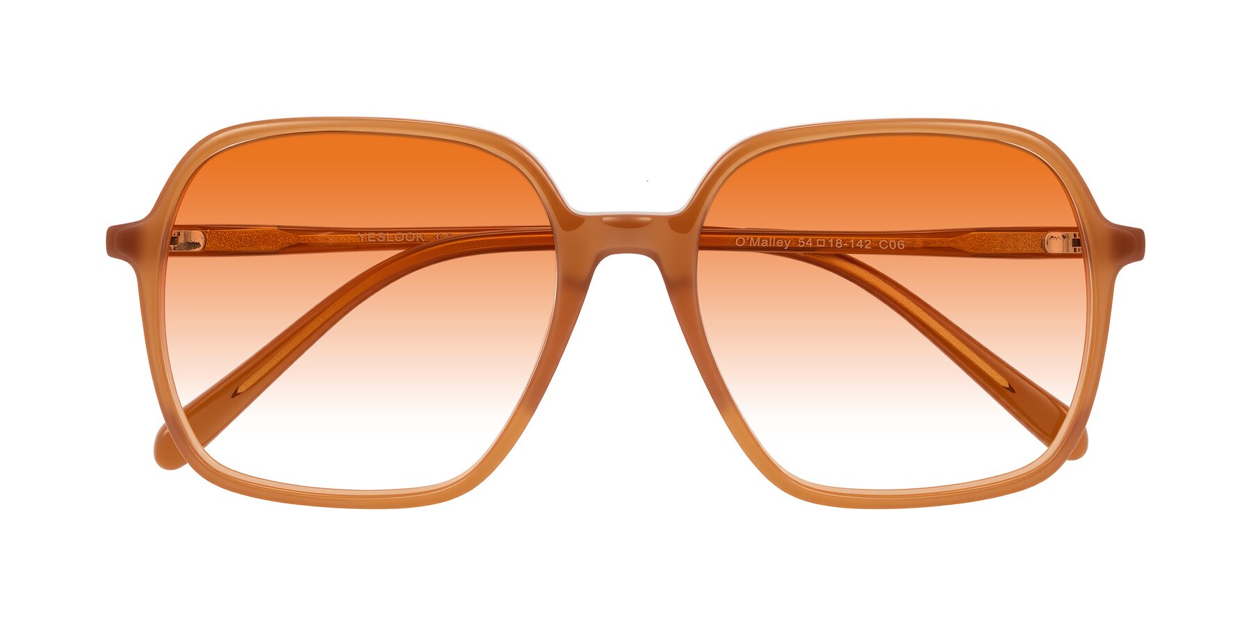 Folded Front of O'malley in Caramel with Orange Gradient Lenses