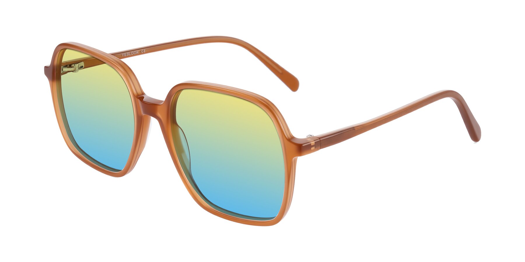 Angle of O'malley in Caramel with Yellow / Blue Gradient Lenses