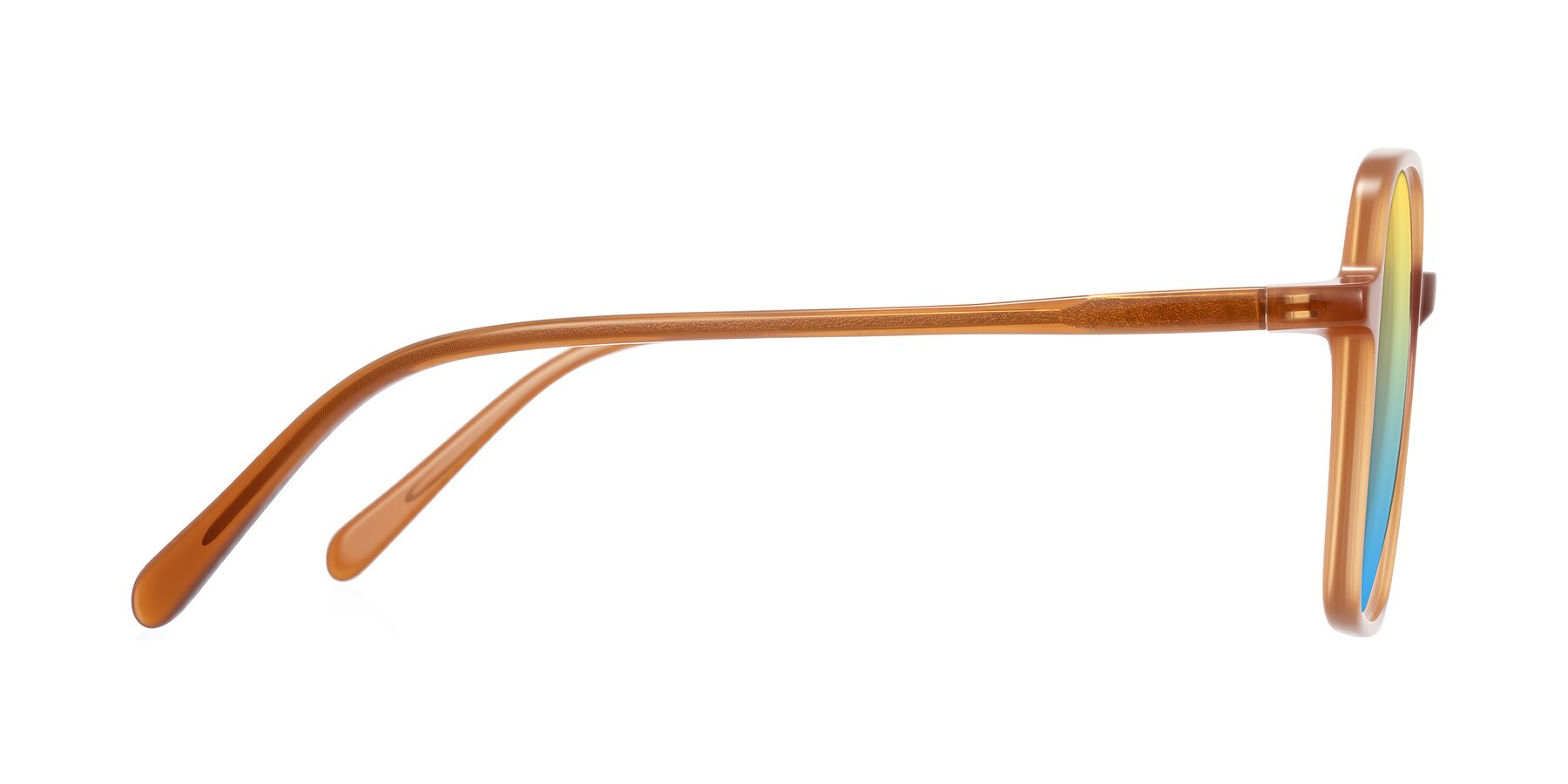 Side of O'malley in Caramel with Yellow / Blue Gradient Lenses