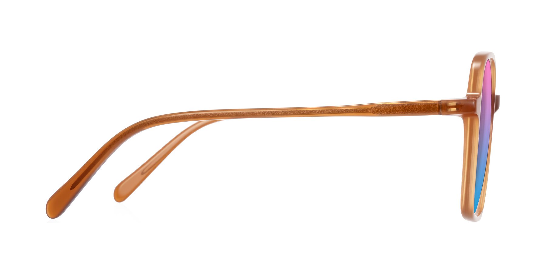 Side of O'malley in Caramel with Pink / Blue Gradient Lenses