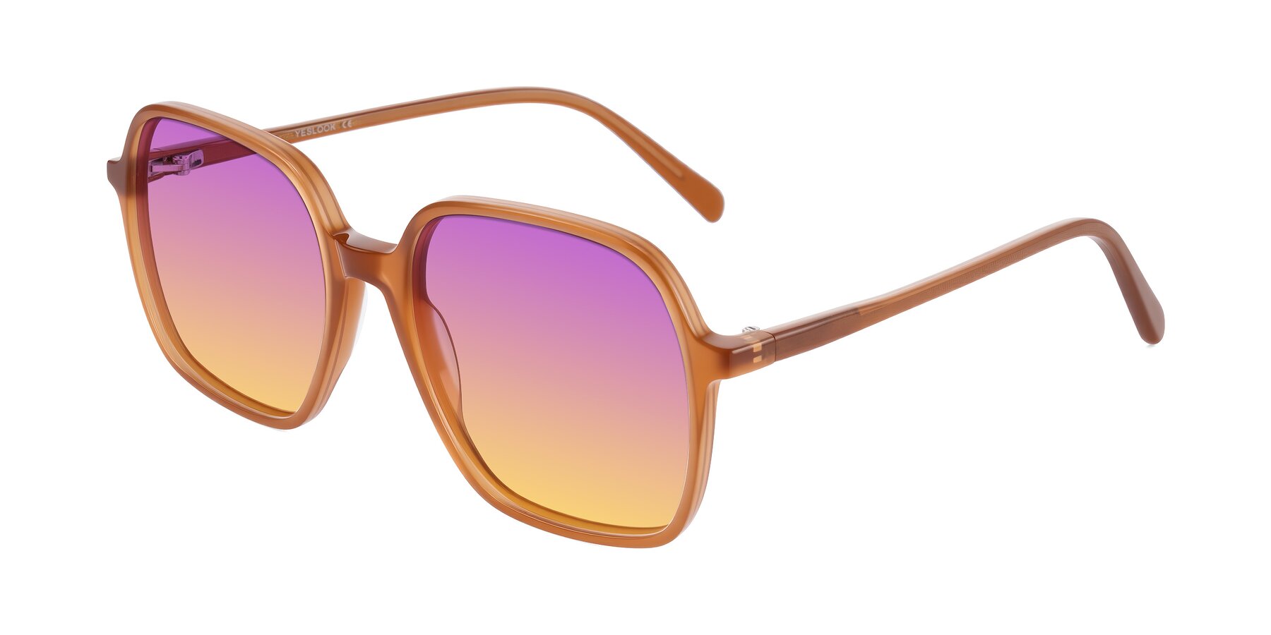 Angle of O'malley in Caramel with Purple / Yellow Gradient Lenses