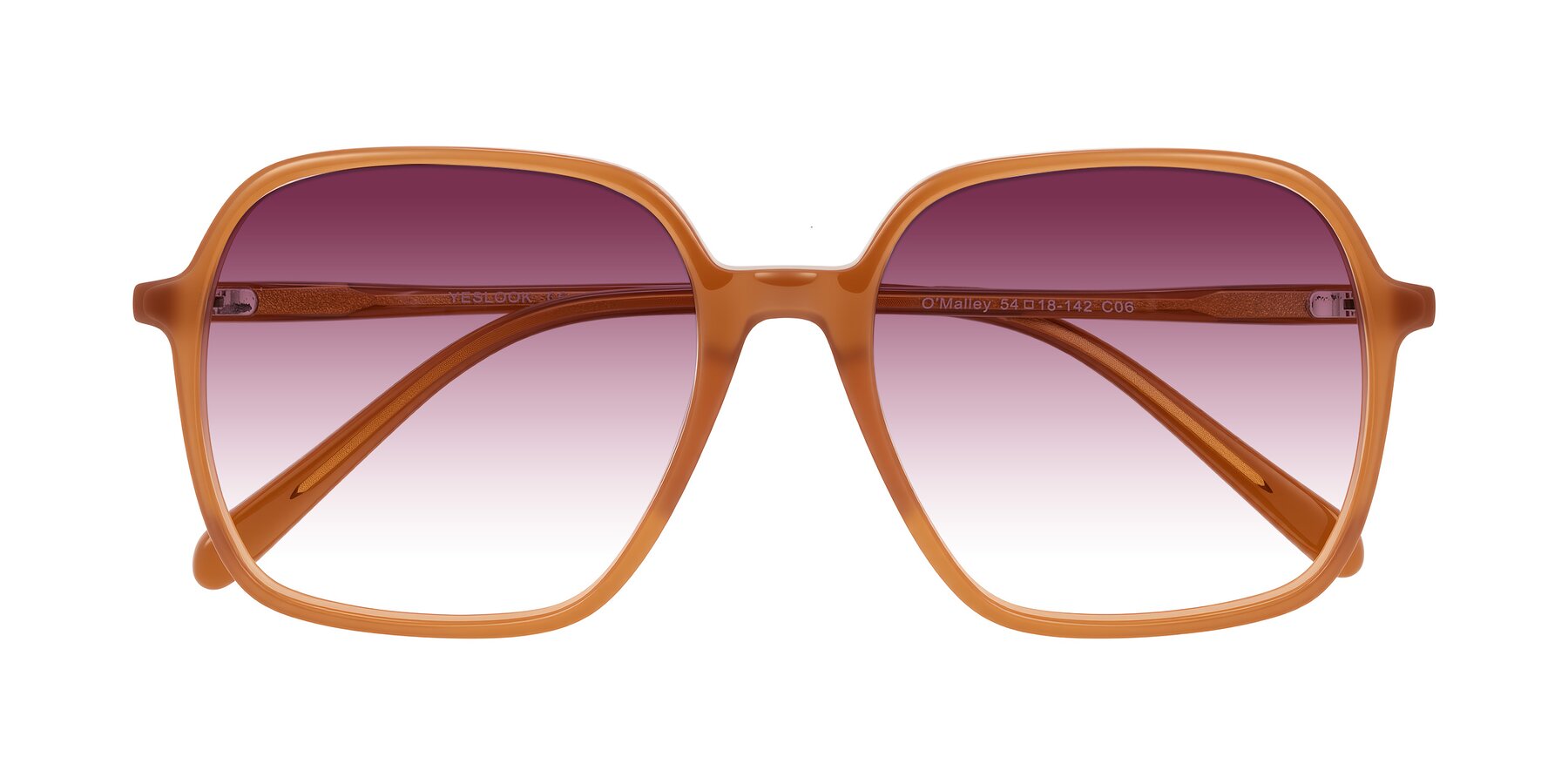 Folded Front of O'malley in Caramel with Wine Gradient Lenses