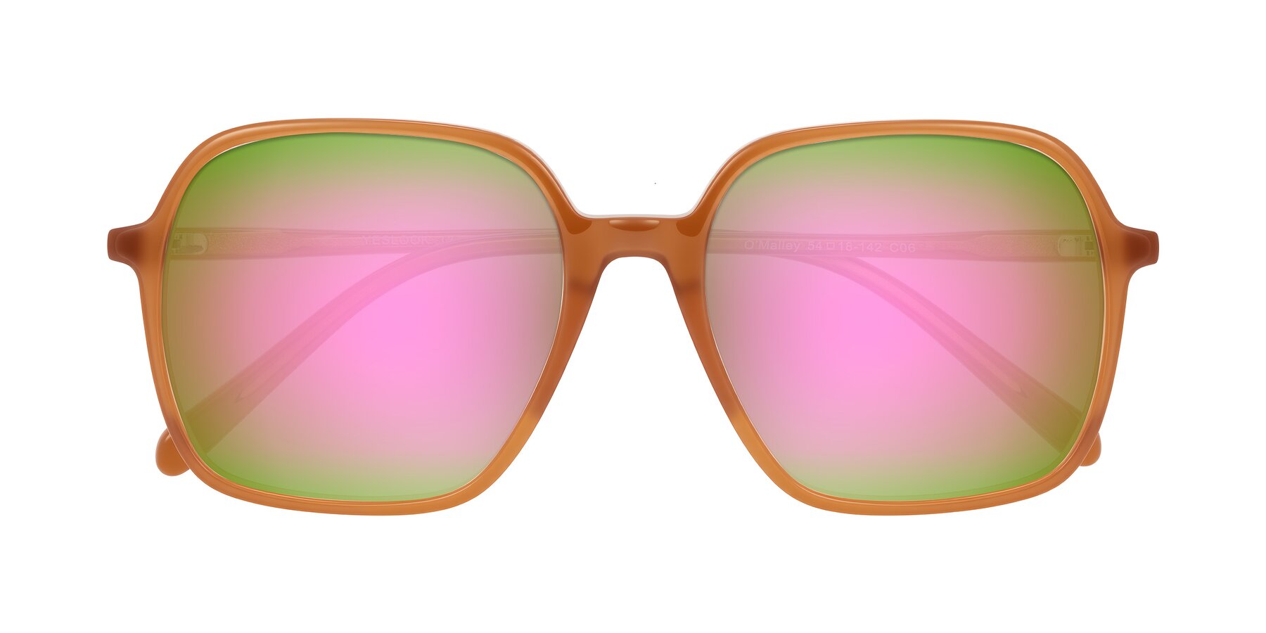 Folded Front of O'malley in Caramel with Pink Mirrored Lenses