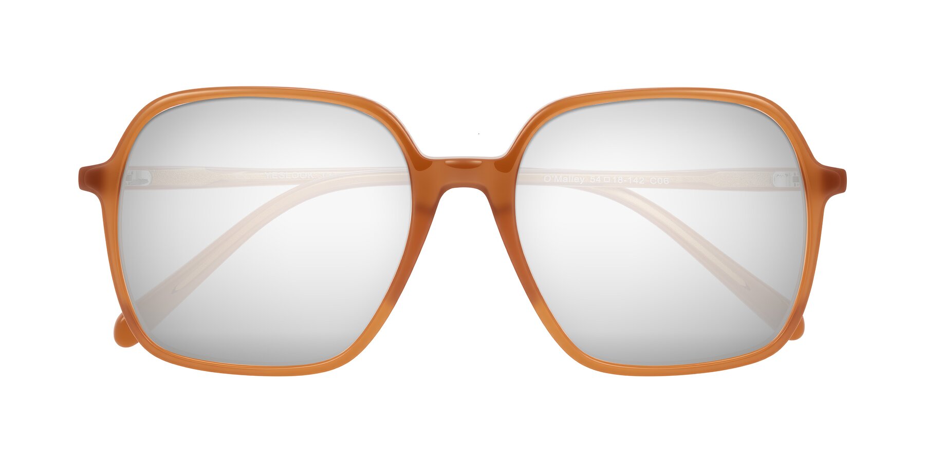 Folded Front of O'malley in Caramel with Silver Mirrored Lenses