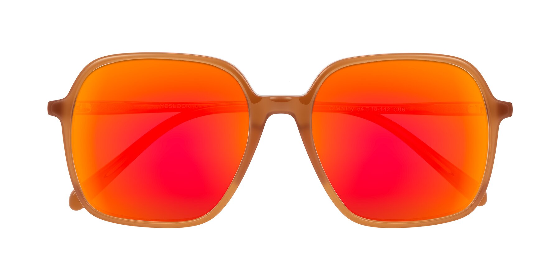 Folded Front of O'malley in Caramel with Red Gold Mirrored Lenses