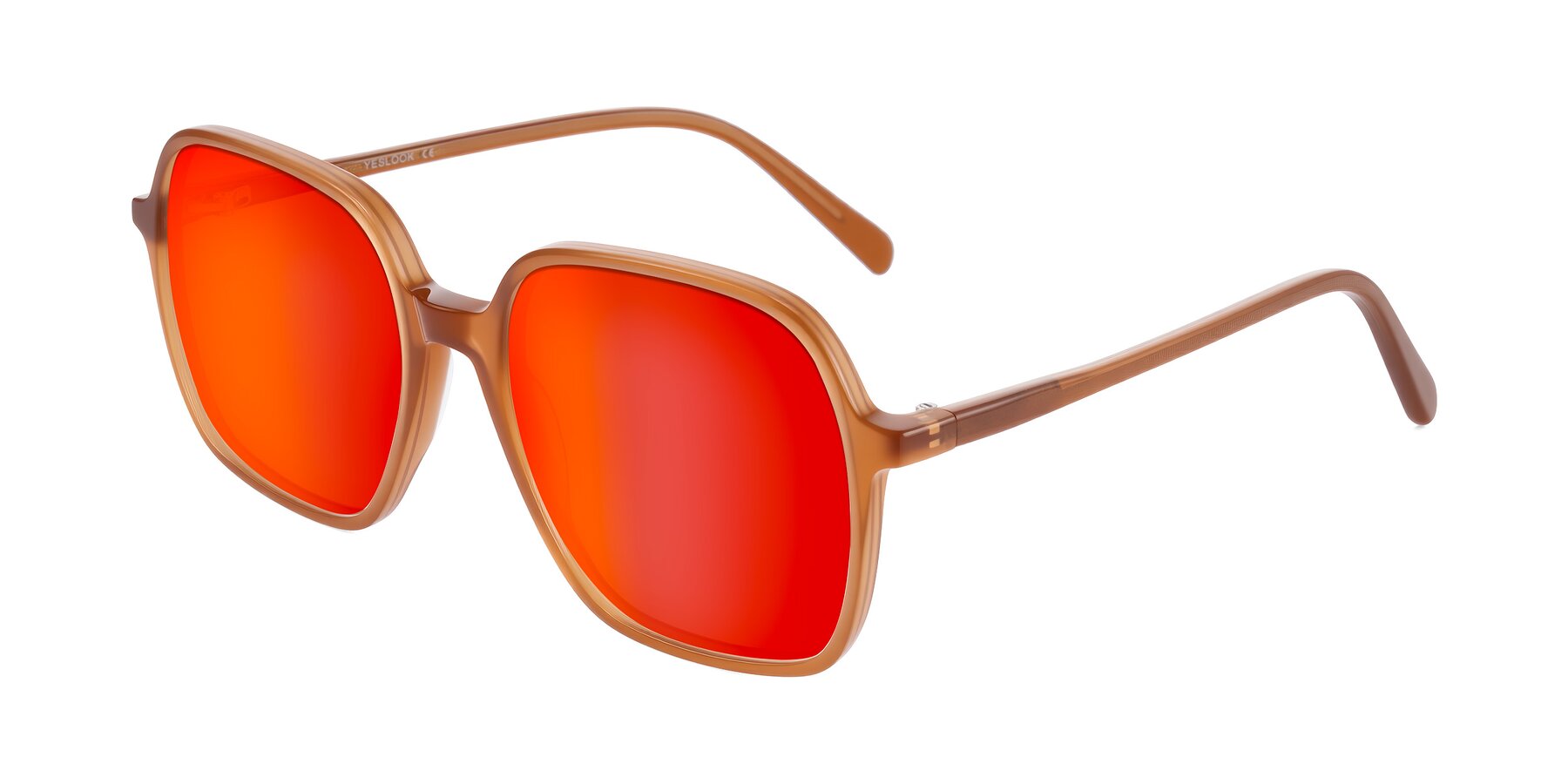 Angle of O'malley in Caramel with Red Gold Mirrored Lenses