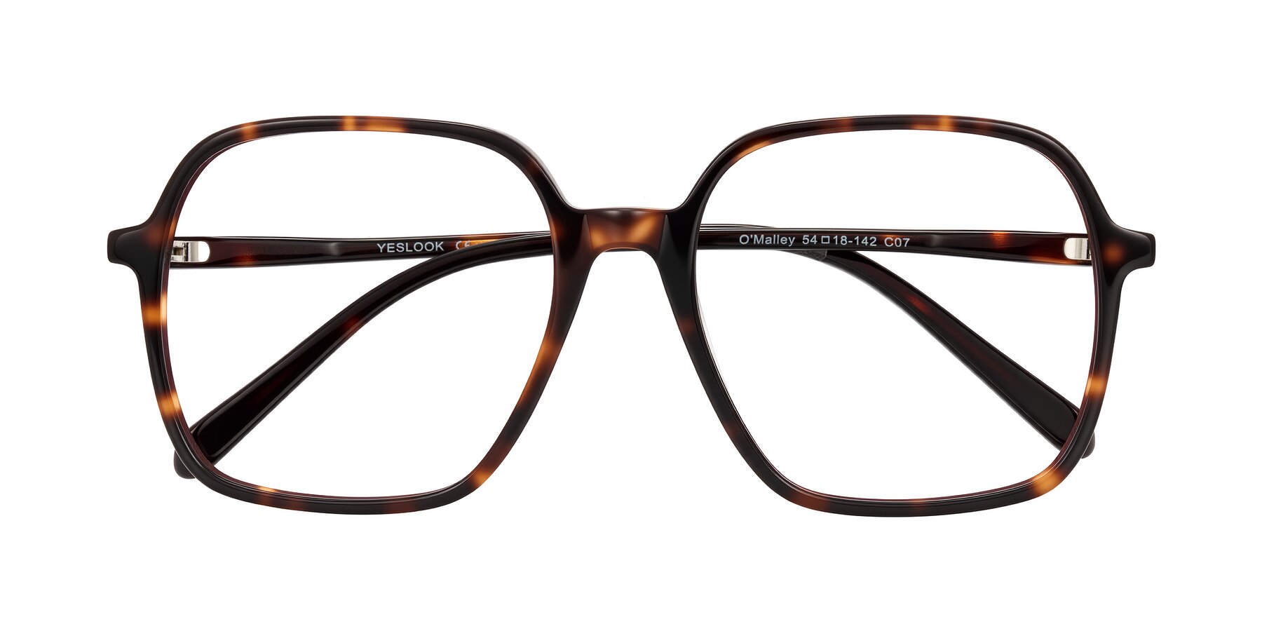 Folded Front of O'malley in Tortoise with Clear Reading Eyeglass Lenses