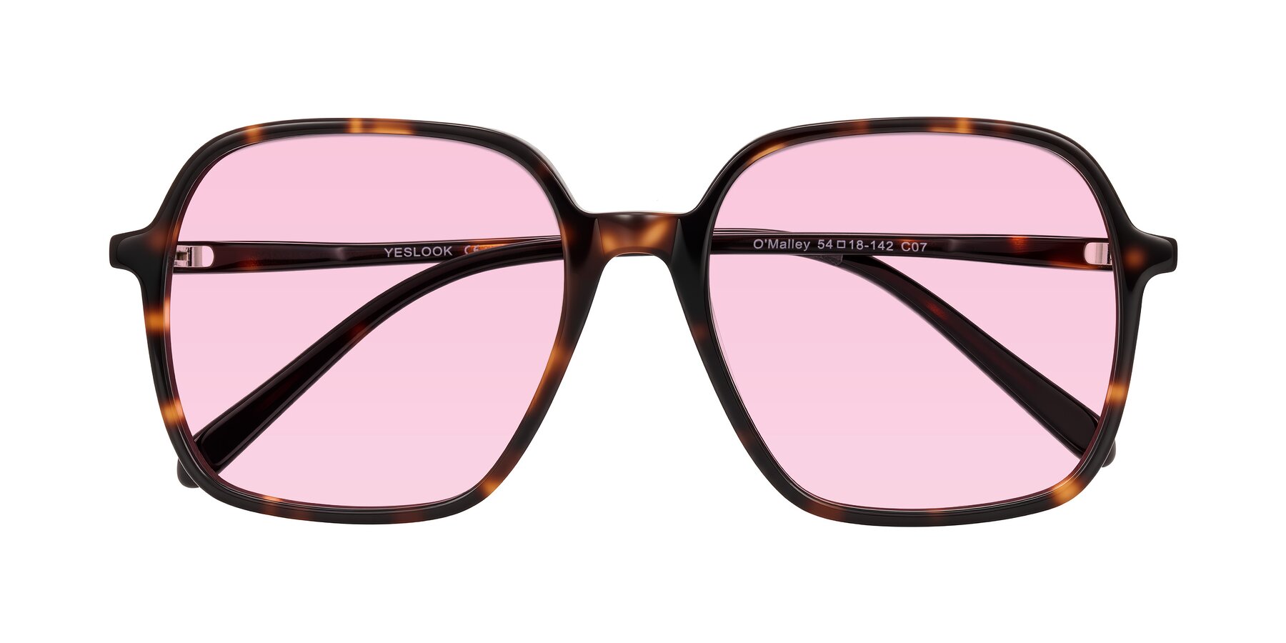 Folded Front of O'malley in Tortoise with Light Pink Tinted Lenses