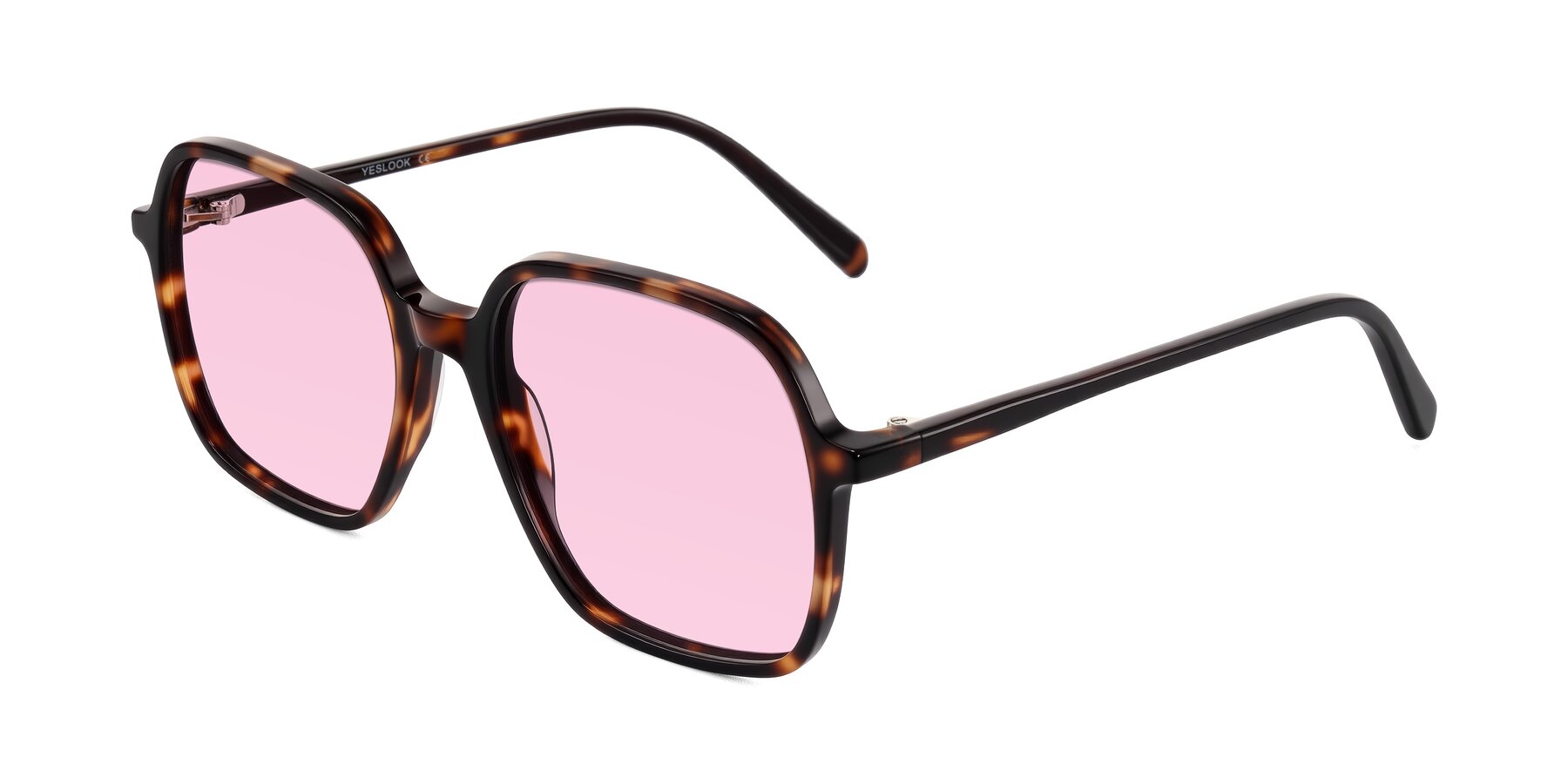Angle of O'malley in Tortoise with Light Pink Tinted Lenses