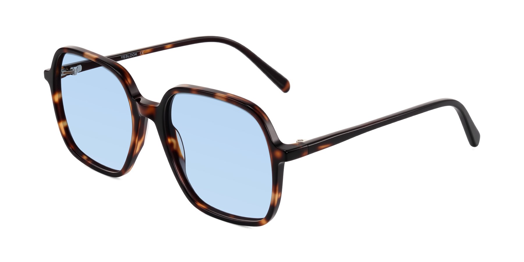 Angle of O'malley in Tortoise with Light Blue Tinted Lenses