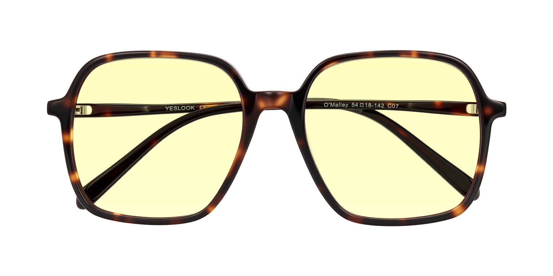 Folded Front of O'malley in Tortoise with Light Yellow Tinted Lenses