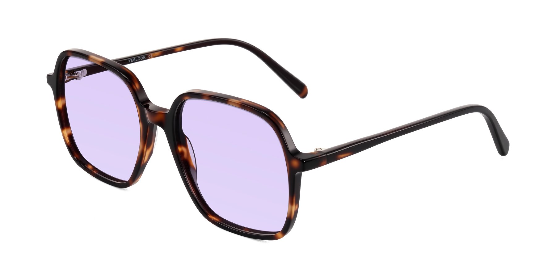 Angle of O'malley in Tortoise with Light Purple Tinted Lenses