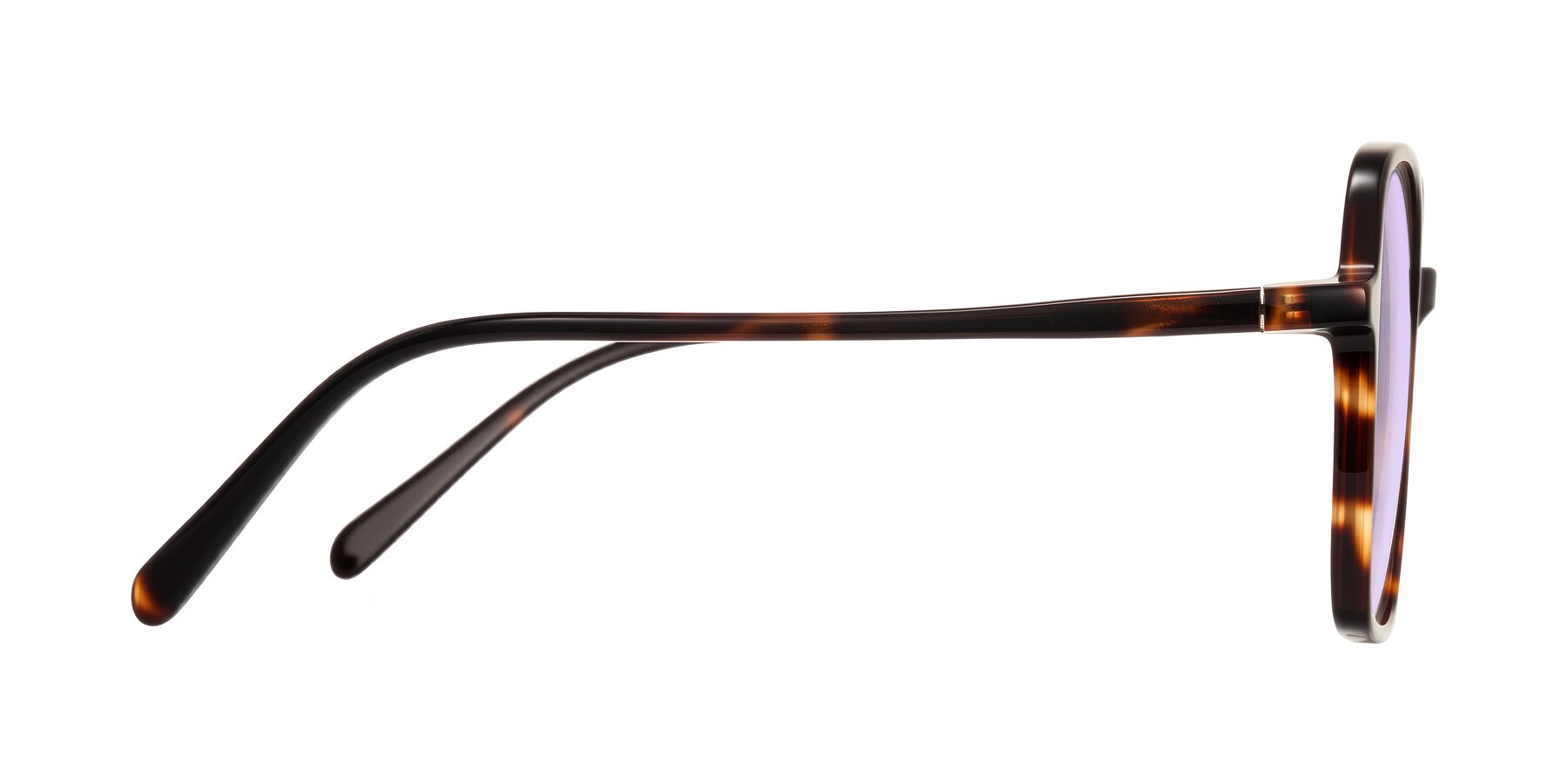 Side of O'malley in Tortoise with Light Purple Tinted Lenses