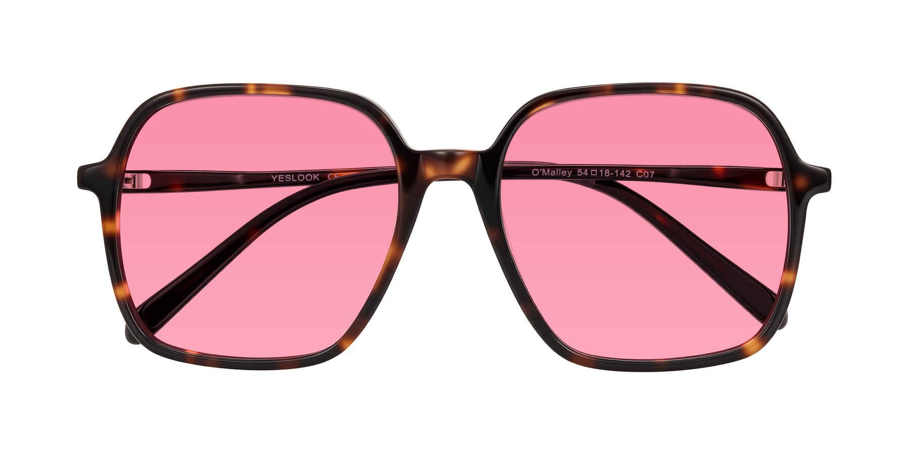 Folded Front of O'malley in Tortoise with Pink Tinted Lenses