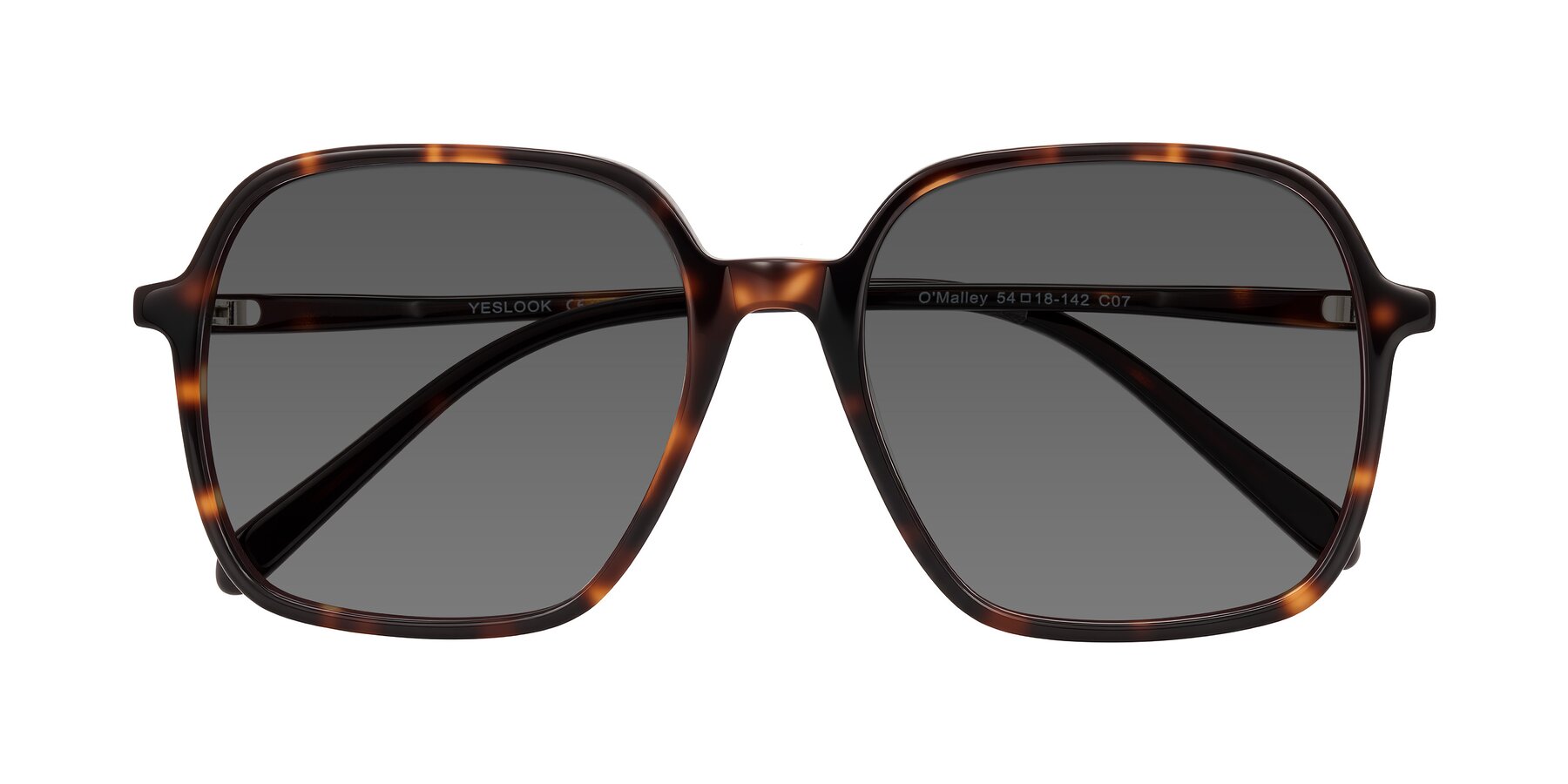 Folded Front of O'malley in Tortoise with Medium Gray Tinted Lenses