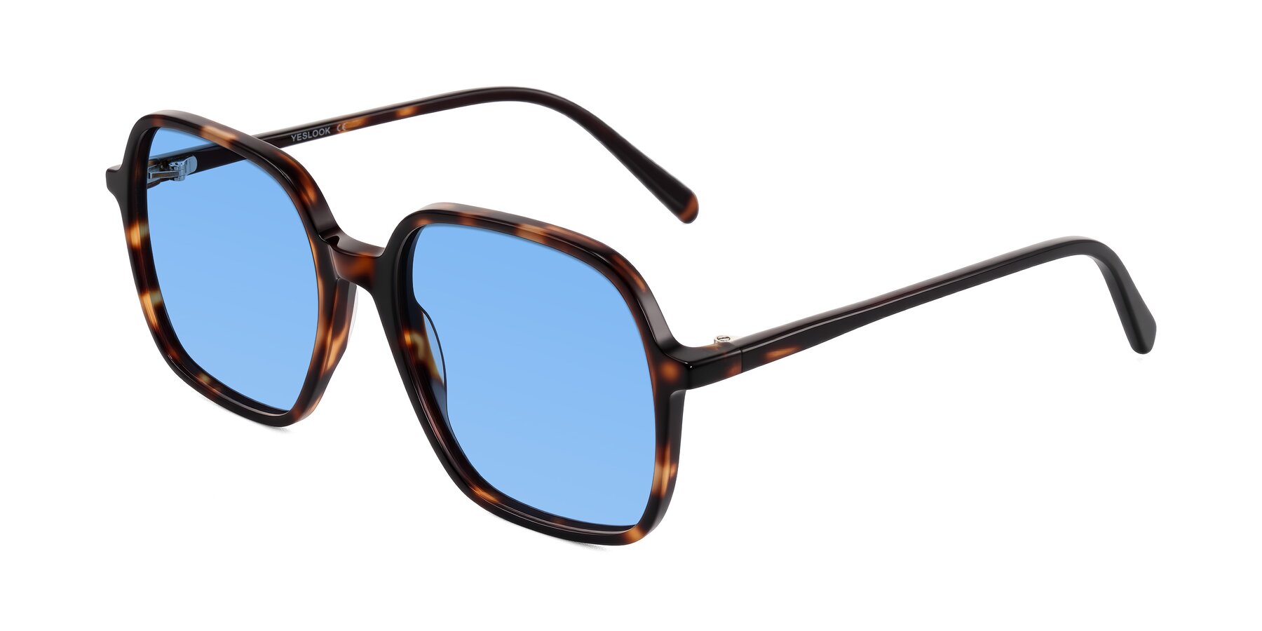 Angle of O'malley in Tortoise with Medium Blue Tinted Lenses