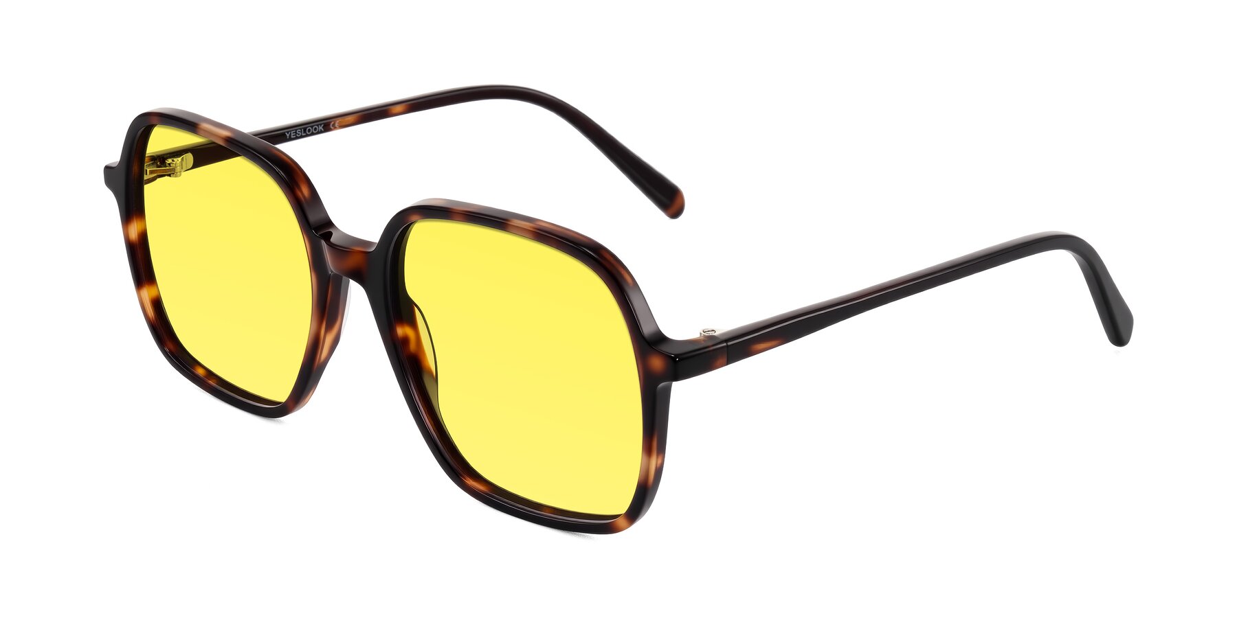 Angle of O'malley in Tortoise with Medium Yellow Tinted Lenses
