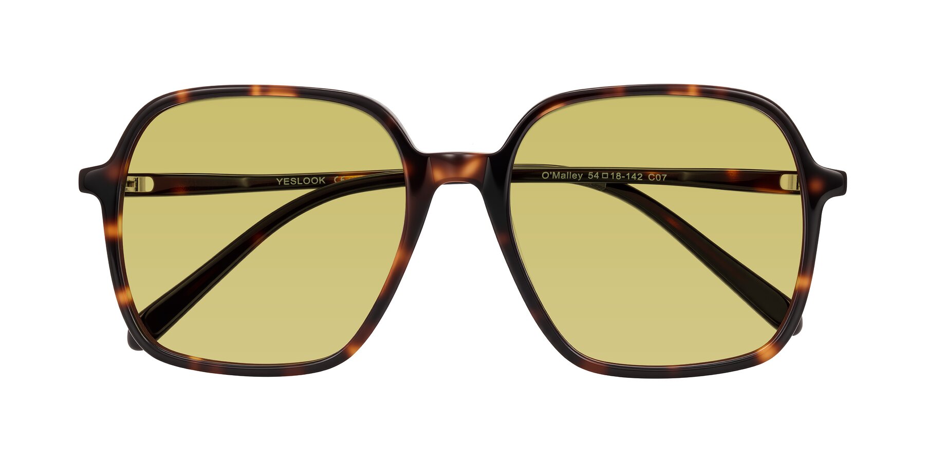 Folded Front of O'malley in Tortoise with Medium Champagne Tinted Lenses