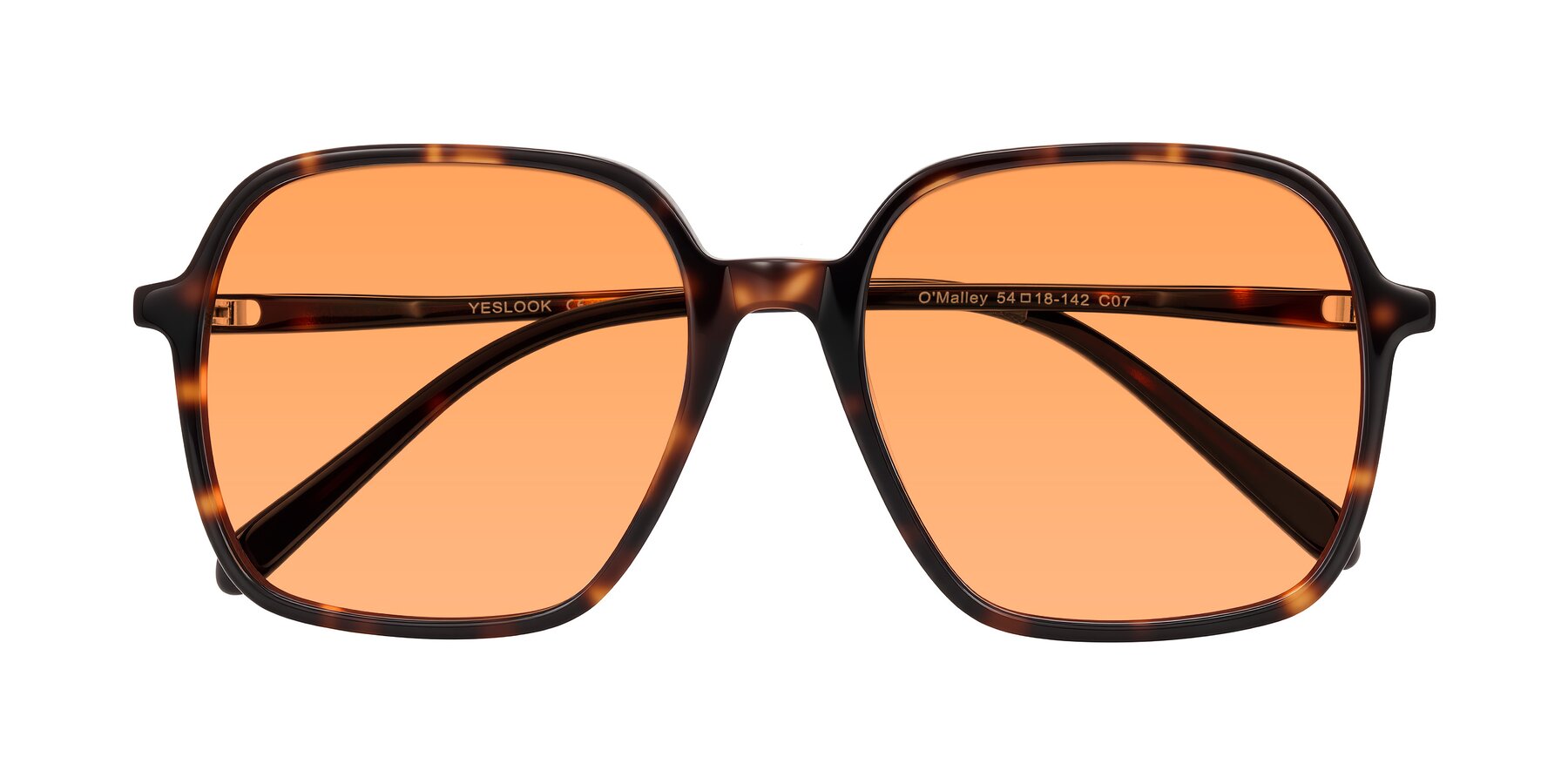 Folded Front of O'malley in Tortoise with Medium Orange Tinted Lenses